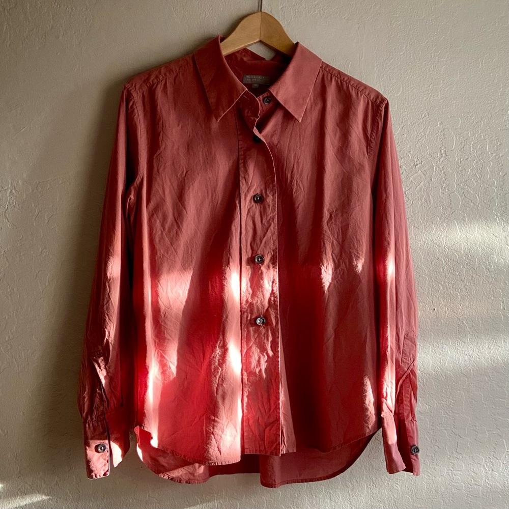 Margaret Howell Cotton Broad Wide Placket Button Down Long Sleeve Shirt